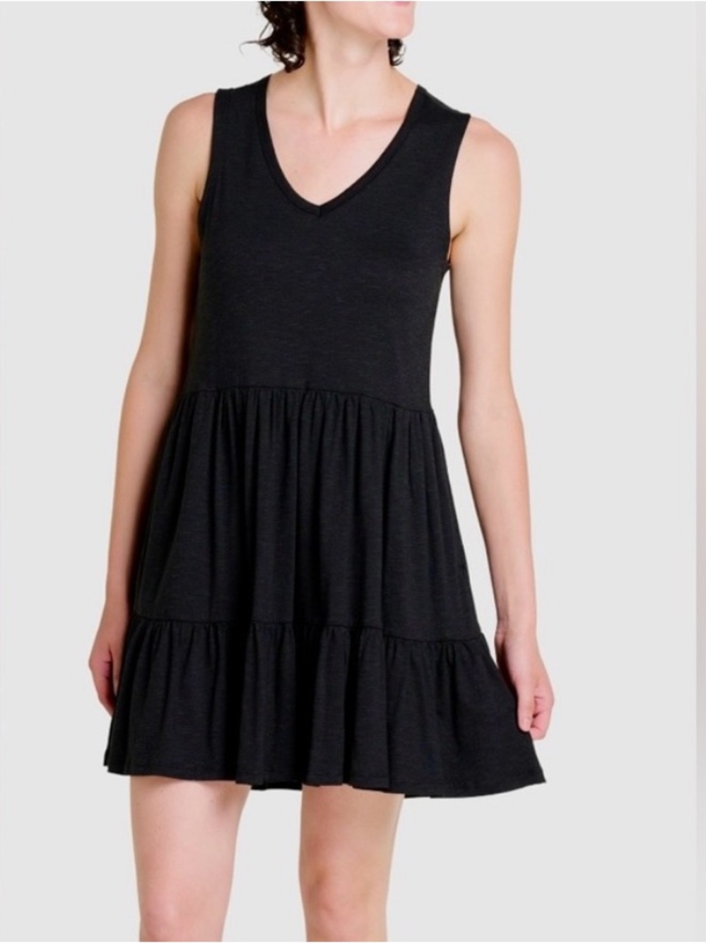 Toad & Co Marley Tiered Sleeveless Dress Black Boho Neutral Gorpcore Medium